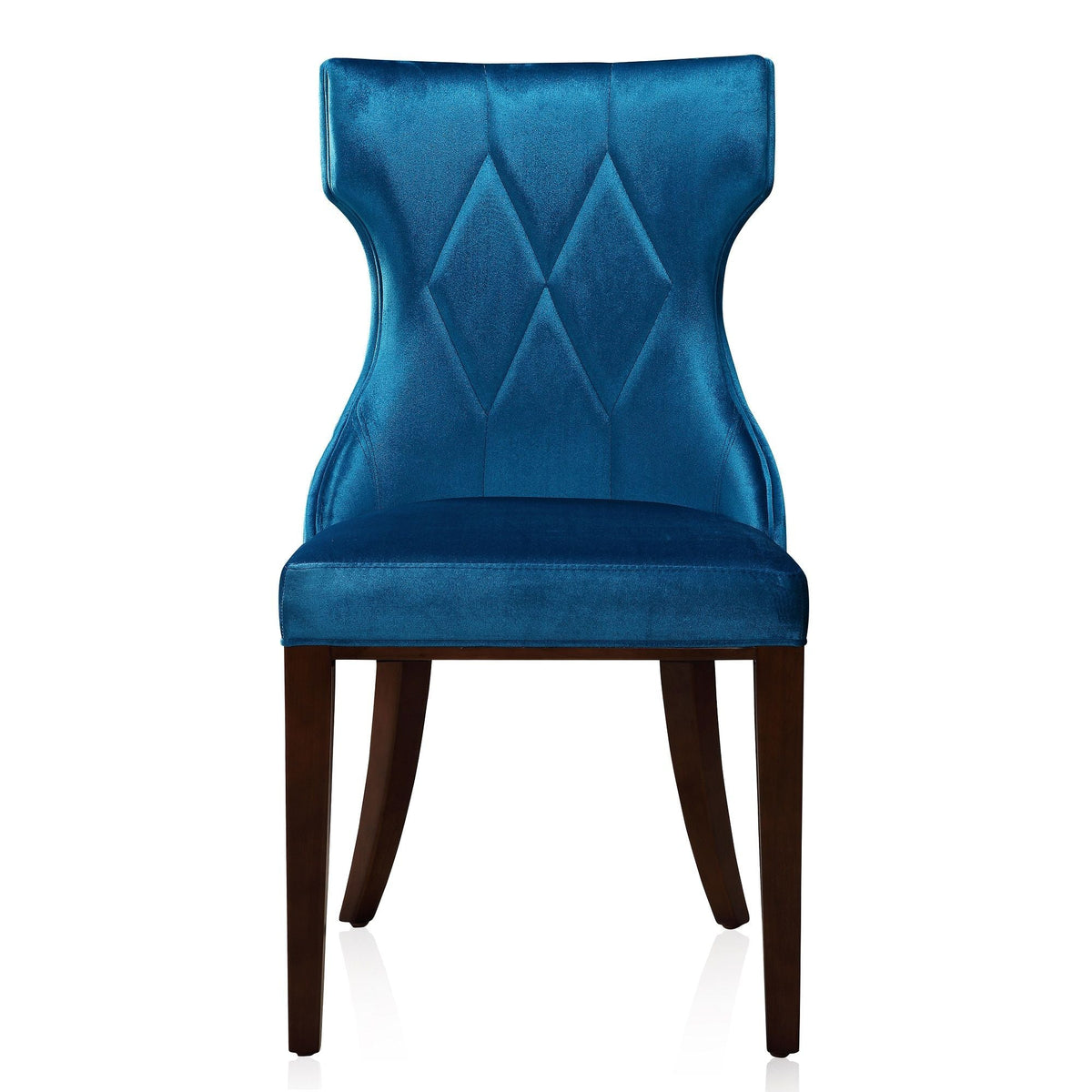 Blue velvet dining chair set of 2 with diamond tufting and solid wood legs on Tampa Home & Garden Store