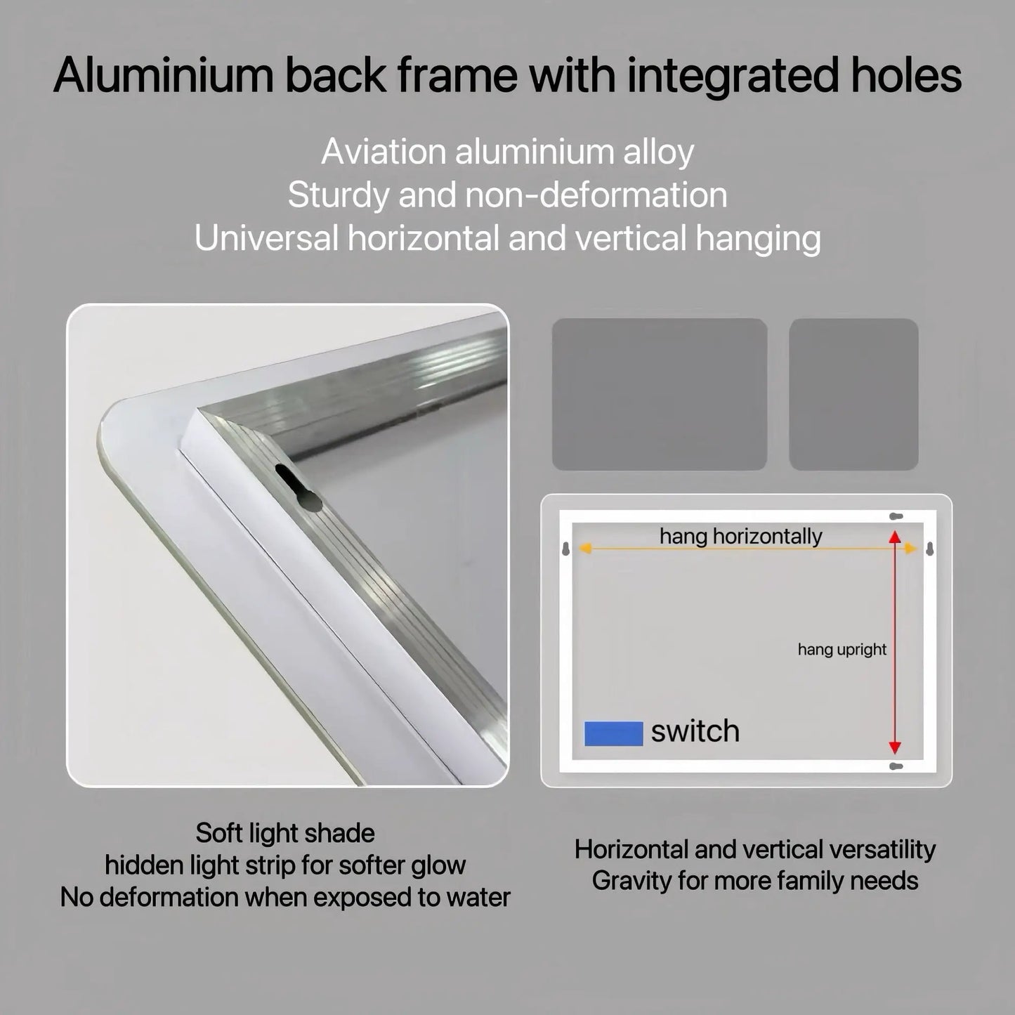 Bathroom Mirror with Front Lights and Anti Fog