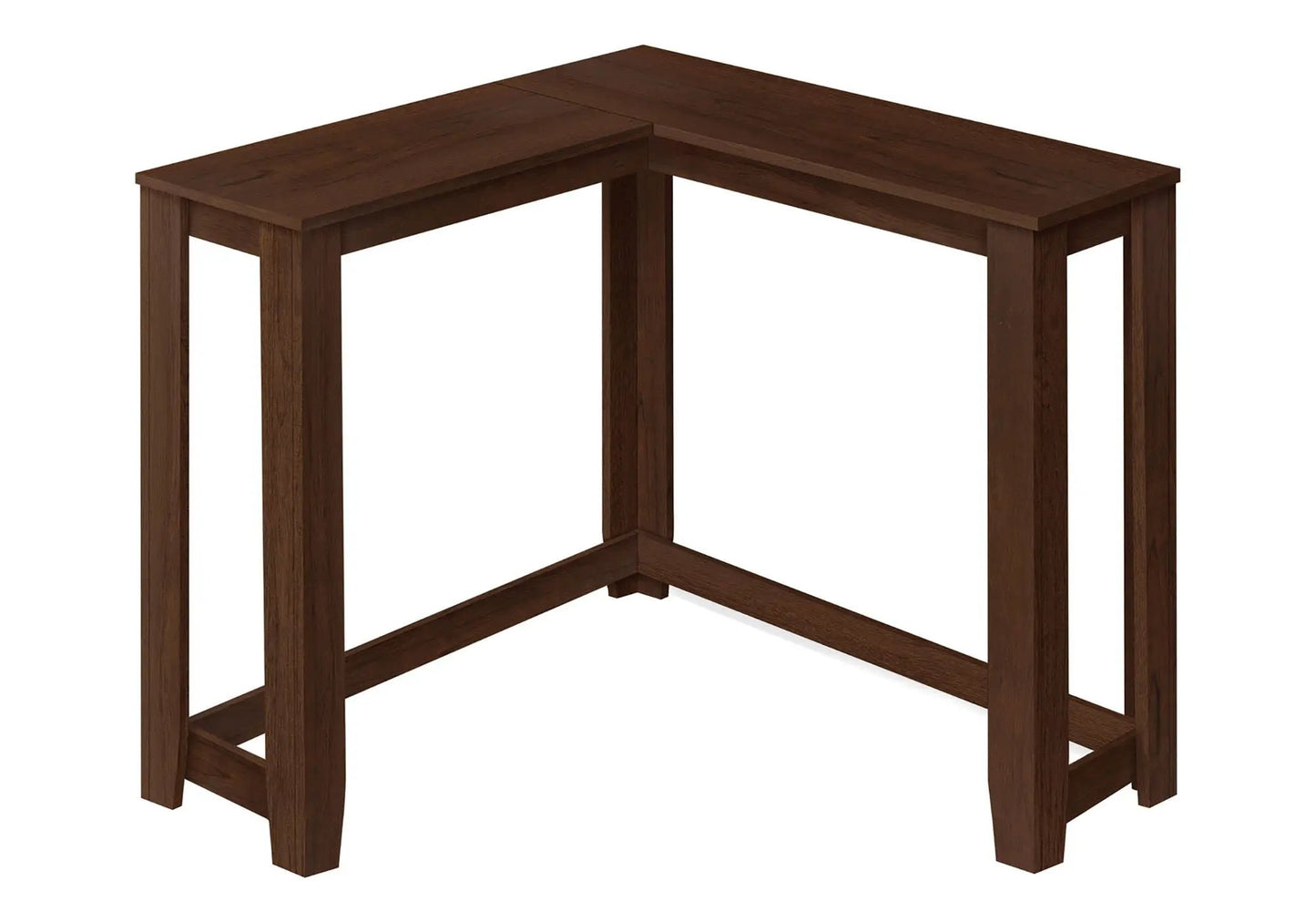 Corner accent console table in cherry finish with L-shaped corner design for entryways on Tampa Home & Garden Store