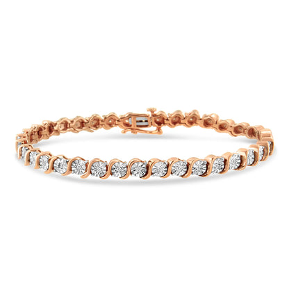 Diamond tennis bracelet, rose gold plated 1/4 cttw diamonds with S-link design, 7in, Bids.com on Tampa Home & Garden Store