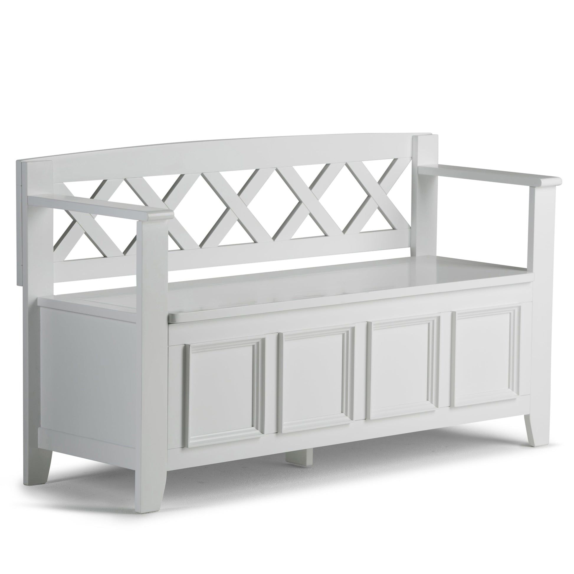 Amherst solid wood entryway bench in white with lattice back storage by HouseOfZazla on Tampa Home & Garden Store