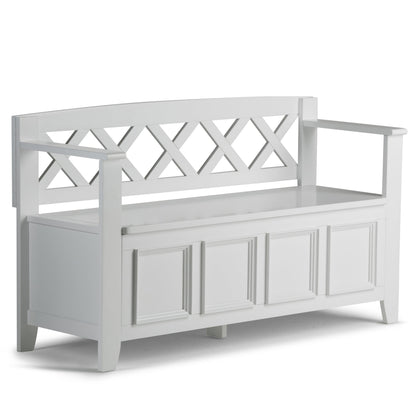 Amherst solid wood entryway bench in white with lattice back storage by HouseOfZazla on Tampa Home & Garden Store