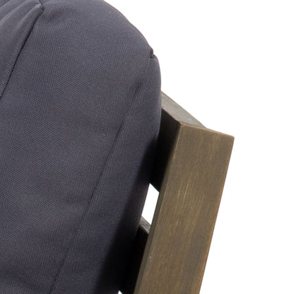 Samwell Outdoor Club Chair with navy fabric cushion and dark wood armrests on Tampa Home & Garden Store