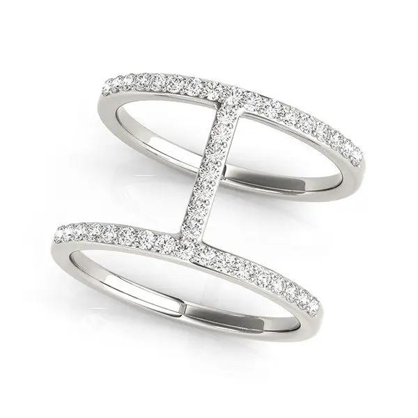 14k white gold dual band bridge-style diamond ring with pave diamonds by Bids.com on Tampa Home & Garden Store
