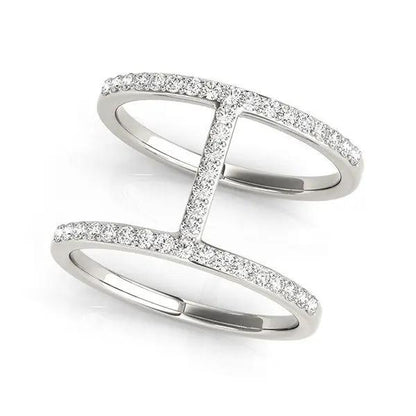 14k white gold dual band bridge-style diamond ring with pave diamonds by Bids.com on Tampa Home & Garden Store