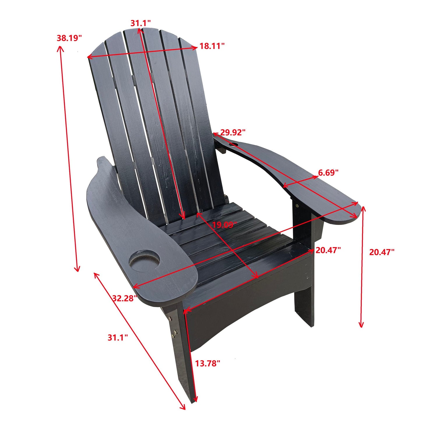 Outdoor Wood Adirondack Chair and Umbrella Hole