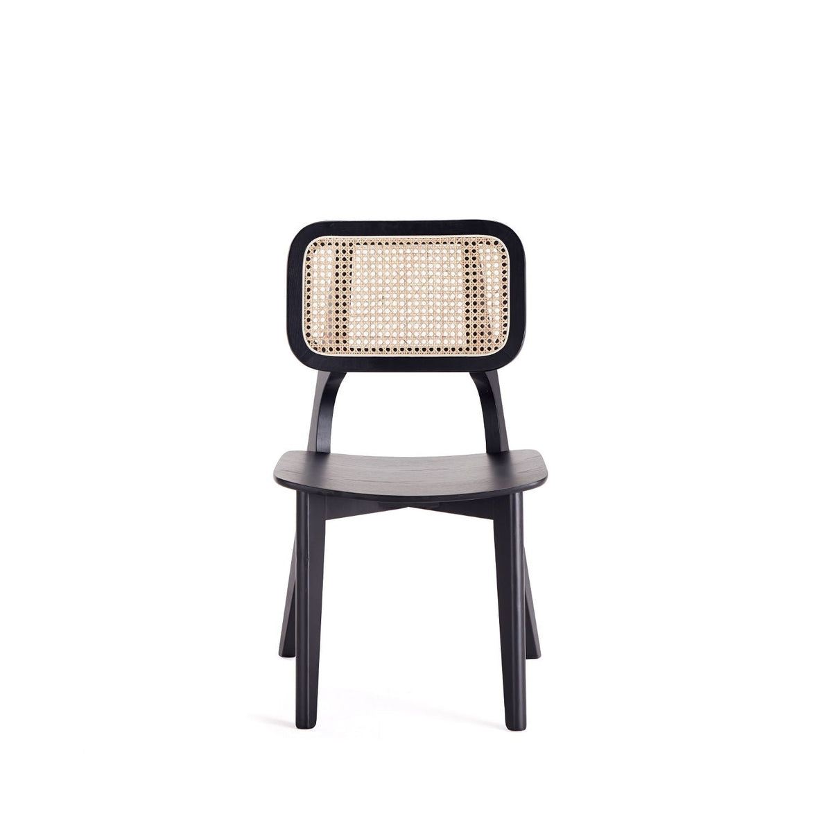 Dining chair set by HouseOfZazla with cane backrest and solid wood black frame on Tampa Home & Garden Store