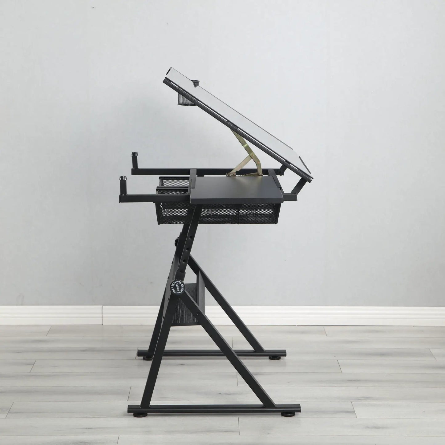Adjustable Glass Drafting Table with Chair