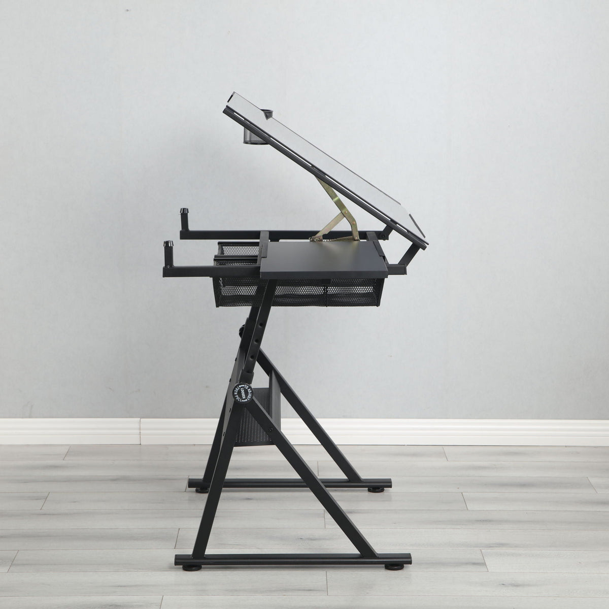 Adjustable tempered glass drafting table with black metal frame by HouseOfZazla on Tampa Home & Garden Store