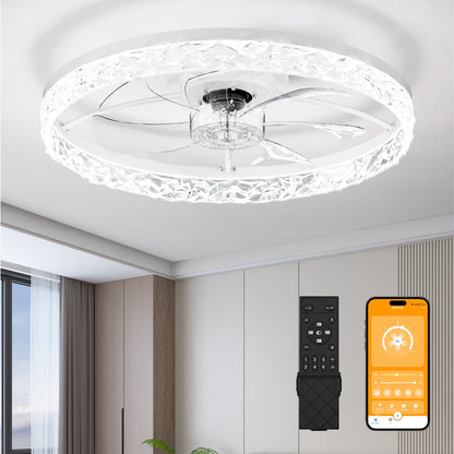 23.6-inch crystal ring ceiling fan with chrome blades and lights, remote and app control on Tampa Home & Garden Store