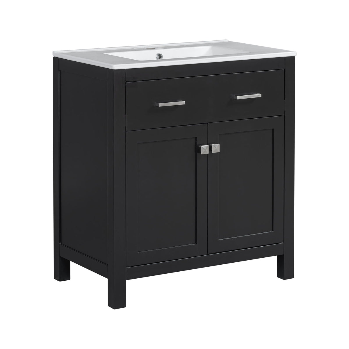 Modern black bathroom vanity with ceramic sink and soft-close doors by HouseOfZazla on Tampa Home & Garden Store