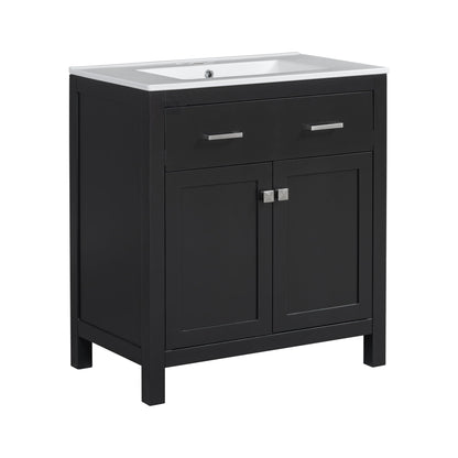 Modern black bathroom vanity with ceramic sink and soft-close doors by HouseOfZazla on Tampa Home & Garden Store