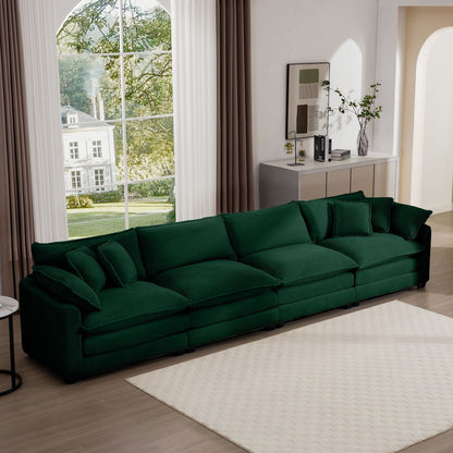 Modern Four Seater Fabric Sofa And Pillows
