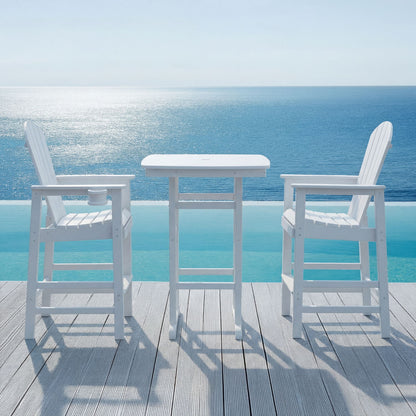 White Bar Height Adirondack Chair and Cup Holder