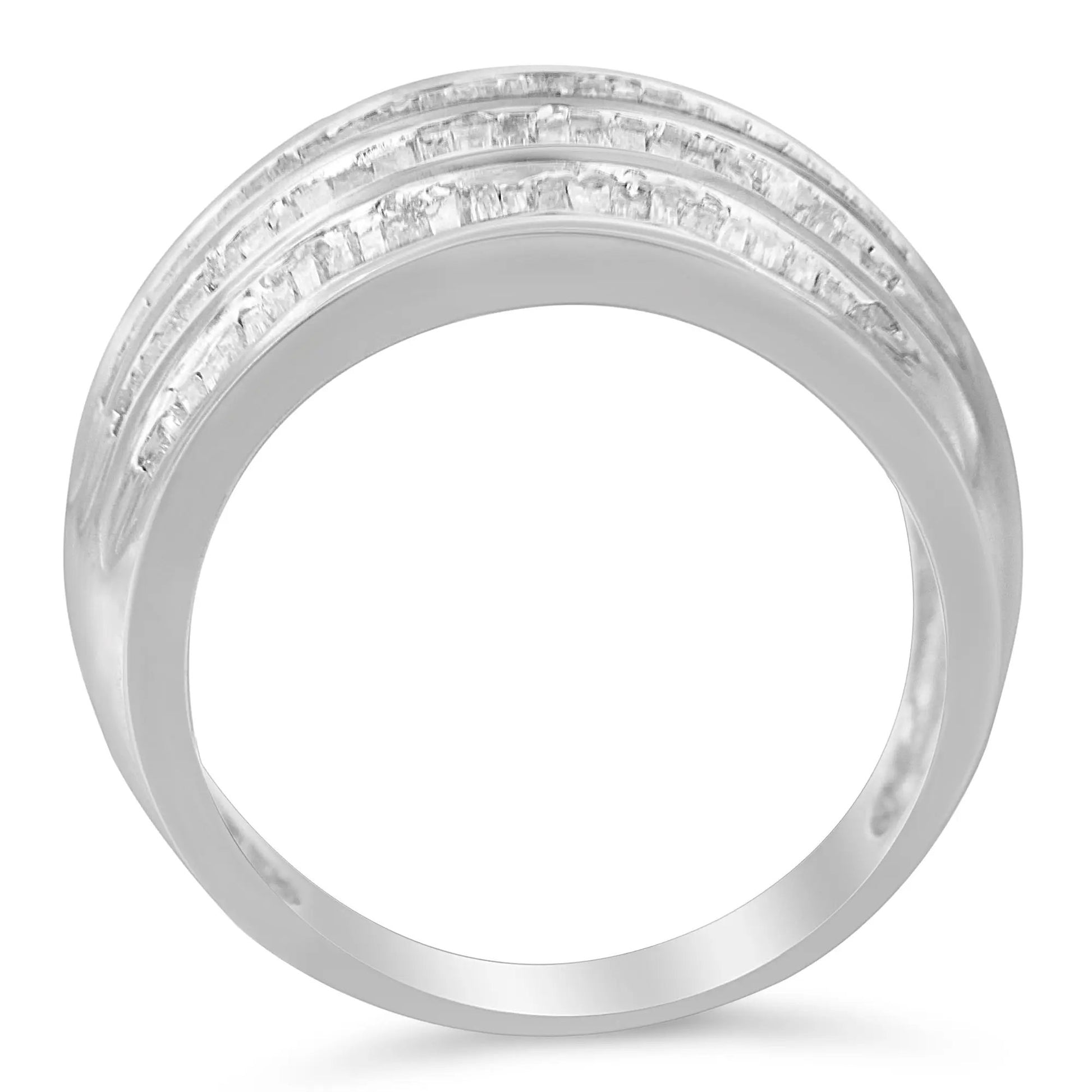 Ring Bids.com .925 silver 1.0 cttw baguette diamonds, 6-row channel-domed cocktail, size 6-1/2 on Tampa Home & Garden Store
