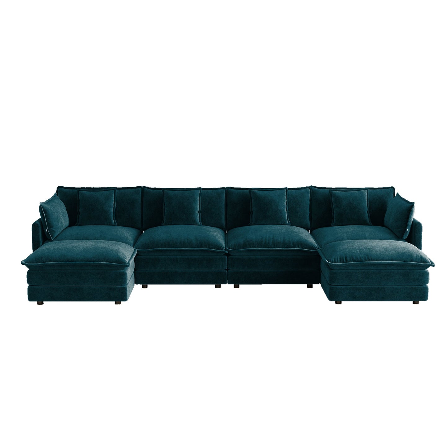 Oversized U Shape Chenille Sofa and Ottoman