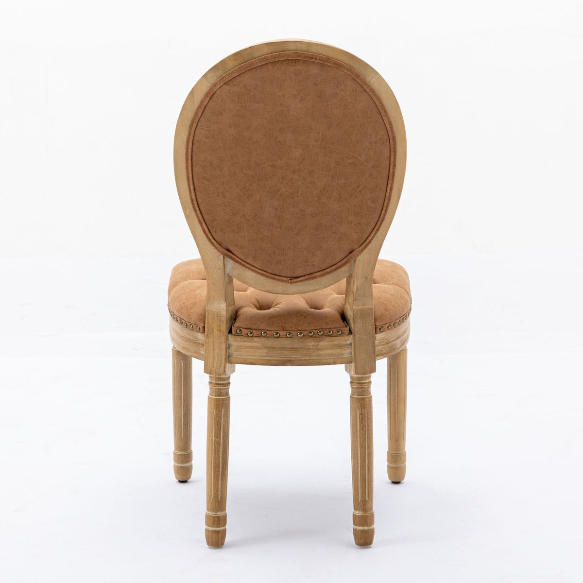 French Style Solid Wood Dining Chair with nailhead trim tan leather seat by HouseOfZazla on Tampa Home & Garden Store