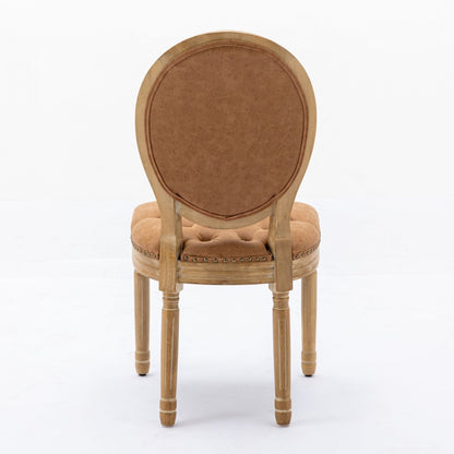 French Style Solid Wood Dining Chair with nailhead trim tan leather seat by HouseOfZazla on Tampa Home & Garden Store