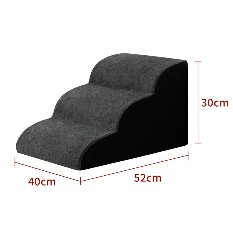 Pet removable and washable stairs bed steps in gray fabric, three curved steps, 52x40x30 cm on Tampa Home & Garden Store