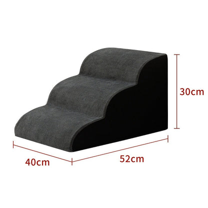 Pet removable and washable stairs bed steps in gray fabric, three curved steps, 52x40x30 cm on Tampa Home & Garden Store
