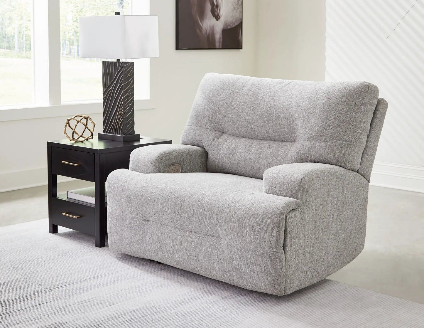 Acklen Place Wide Seat Power Recliner gray fabric with arm power control Unique Piece Furniture on Tampa Home & Garden Store