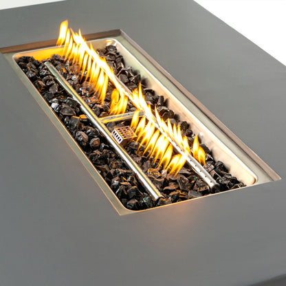 Rectangular gas fire pit table light gray with 50,000 BTU and lava rock HouseOfZazla on Tampa Home & Garden Store