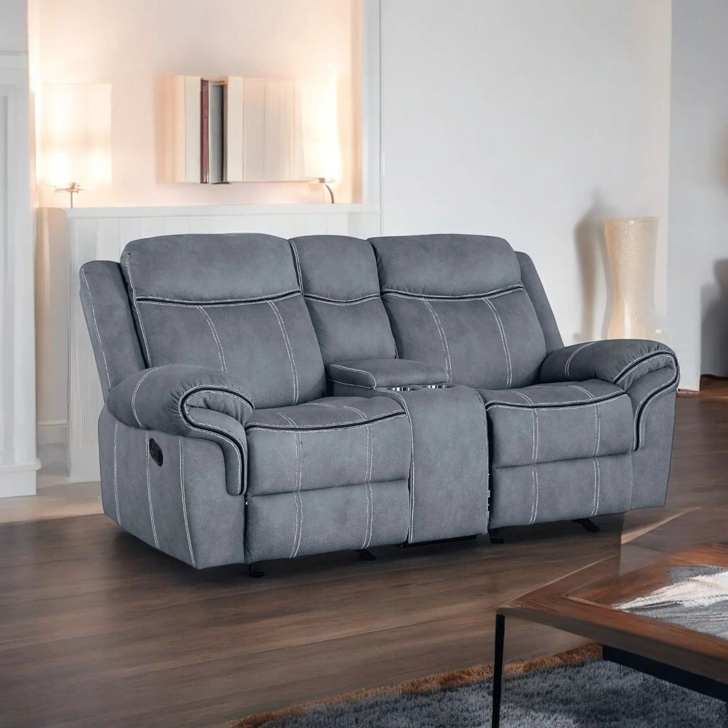 Zubaida Two Tone Recliner Loveseat with USB Port