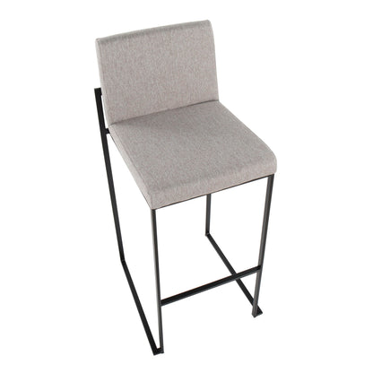 HouseOfZazla high-back barstool in light gray fabric with black metal legs on Tampa Home & Garden Store