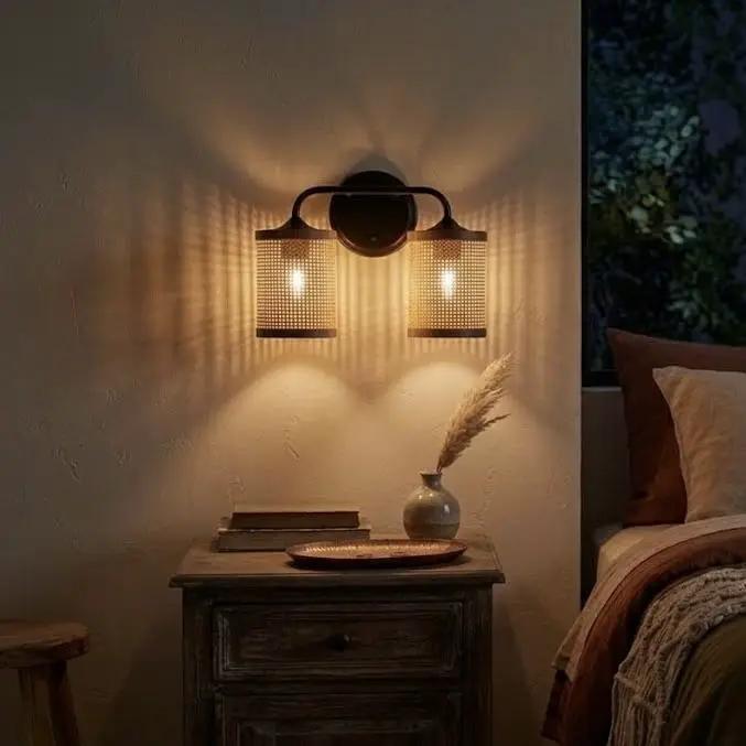Quell Double Light Vanity with Natural Shade Lamp