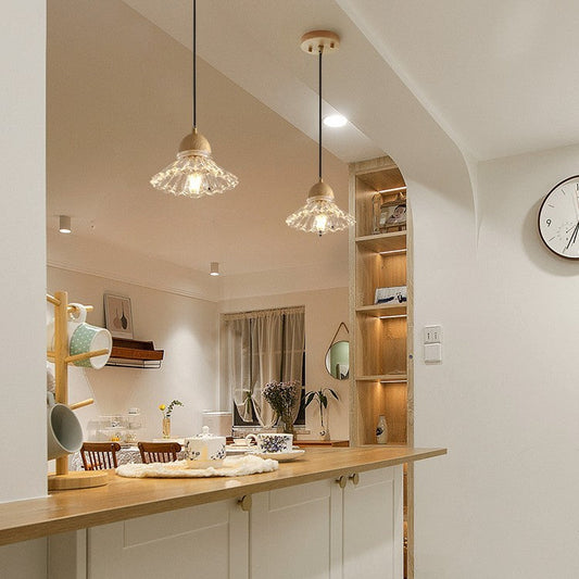 Solid Wood Glass Three Head Restaurant Nordic Modern Minimalist Chandelier - Tampa Home & Garden Store