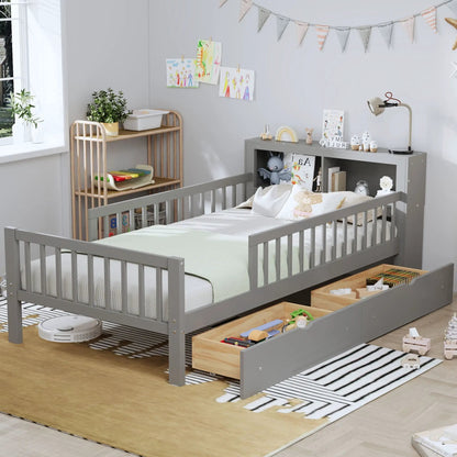 Bed With Headboard Storage and Under Bed Drawers