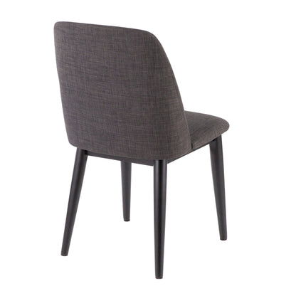 Contemporary dining chair set of 2 charcoal upholstered chairs with dark wood legs on Tampa Home & Garden Store
