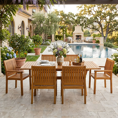 Modern Acacia Wood Outdoor Dining Set And Chairs