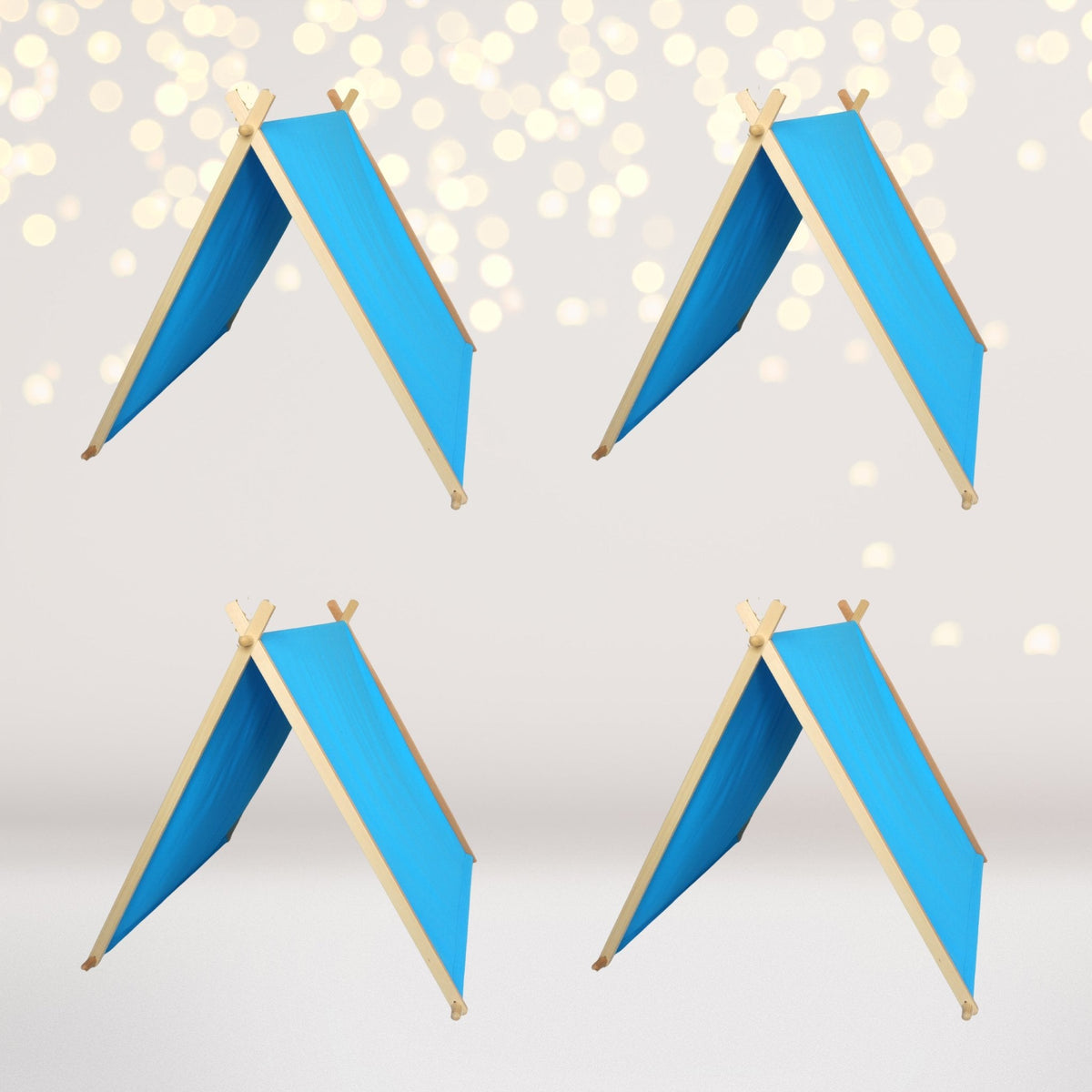 Kids A-Frame Sleepover Tents 4-pack blue fabric, wooden frames by Chicky Chicky Bling Bling on Tampa Home & Garden Store