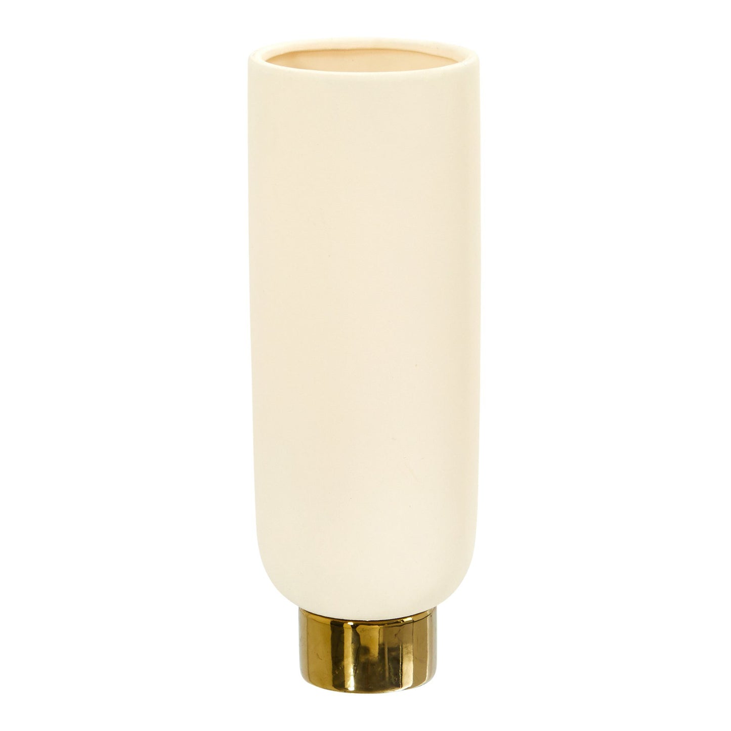 12.75” Elegance Ceramic Cylinder Vase with Gold Accents - Tampa Home & Garden Store