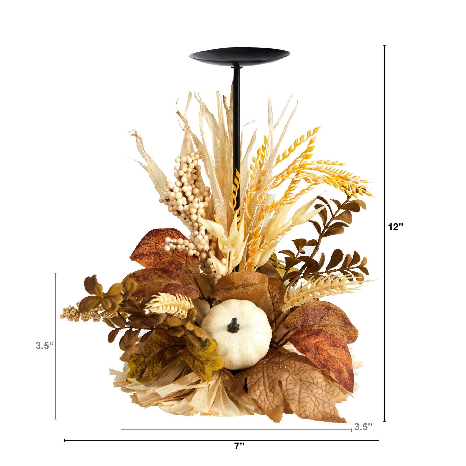 12” Autumn Harvest and Pumpkin Fall Candle Holder - Tampa Home & Garden Store