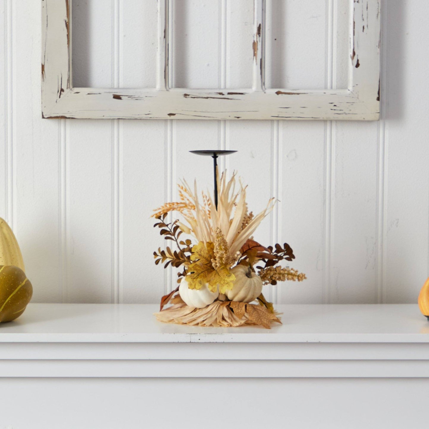12” Autumn Harvest and Pumpkin Fall Candle Holder - Tampa Home & Garden Store