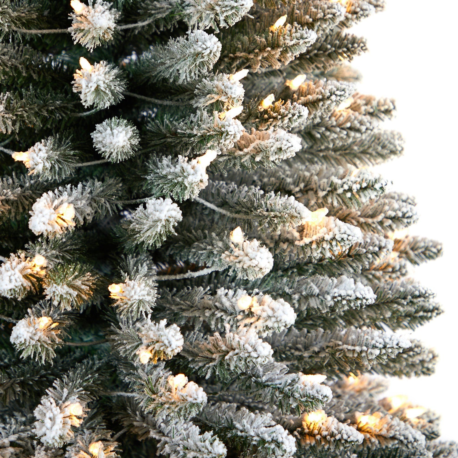 12’ Flocked Pencil Artificial Christmas Tree with 1000 Clear Lights and 1819 Bendable Branches - Tampa Home & Garden Store