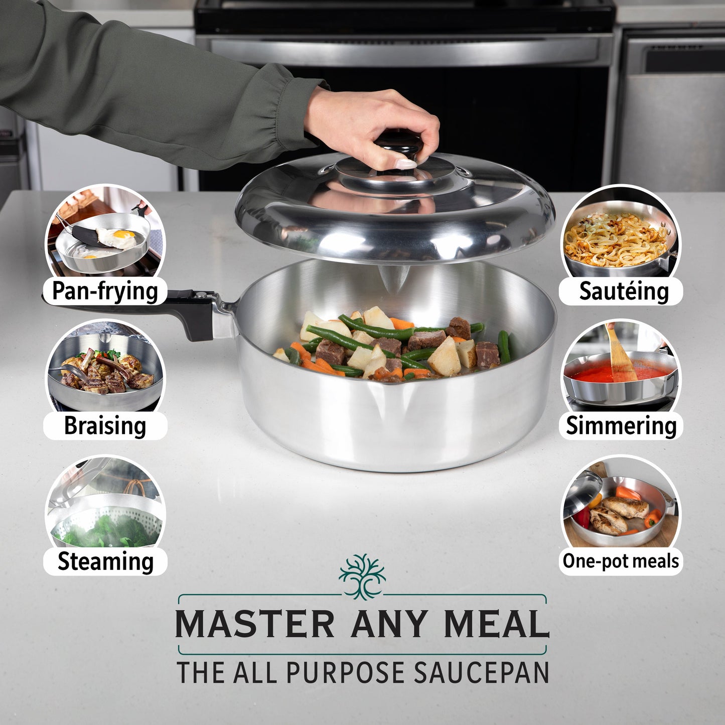 Sauteuse de 30 cm avec couvercle