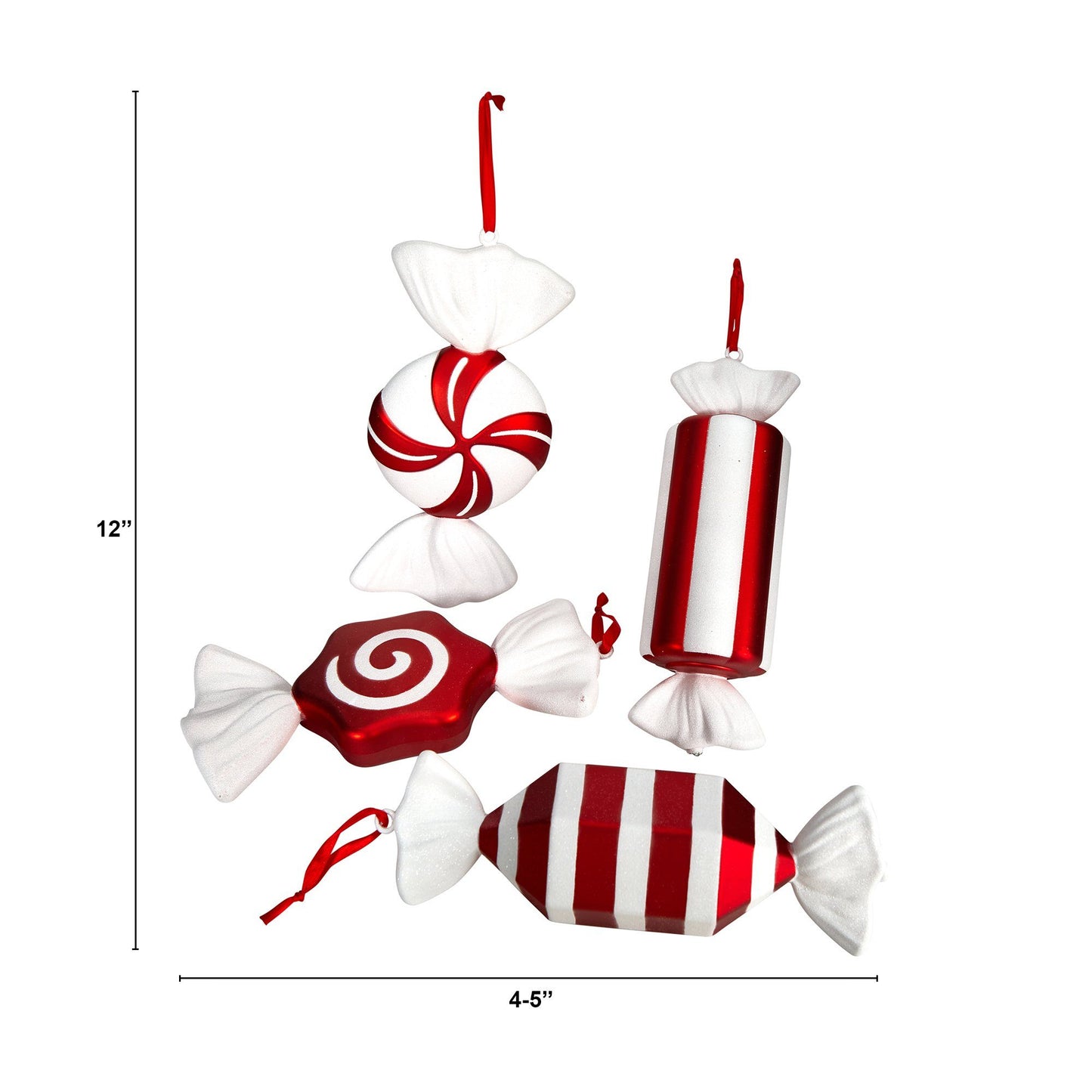12” Jumbo Assorted Candy-Holiday Christmas Deluxe Shatterproof Ornament Set of 4 - Tampa Home & Garden Store