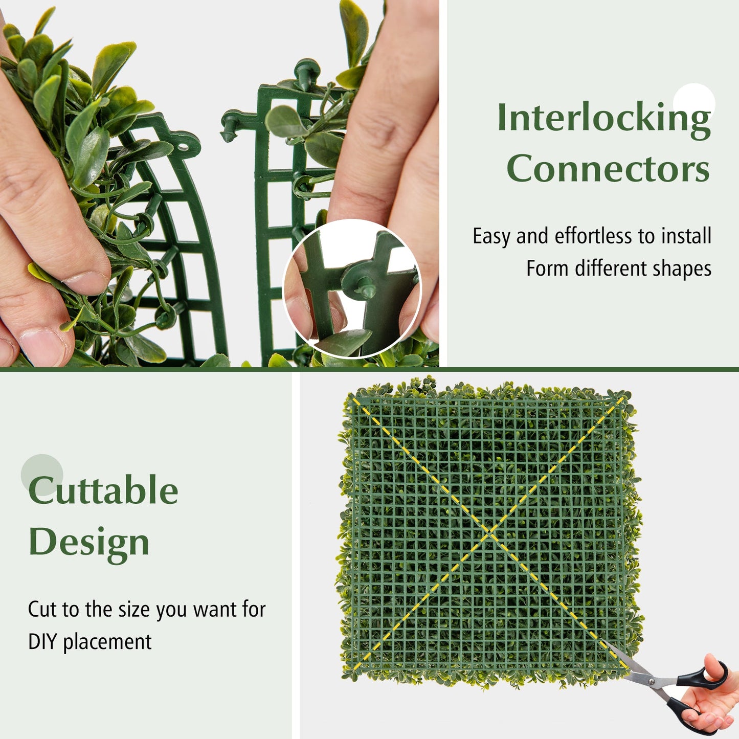 Paneles de boj artificial de 12 piezas de 20 x 20 pulgadas