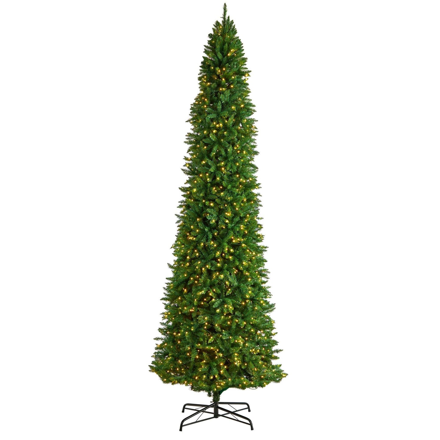 12’ Slim Green Mountain Pine Artificial Christmas Tree with 1100 Clear LED Lights and 3235 Tips - Tampa Home & Garden Store