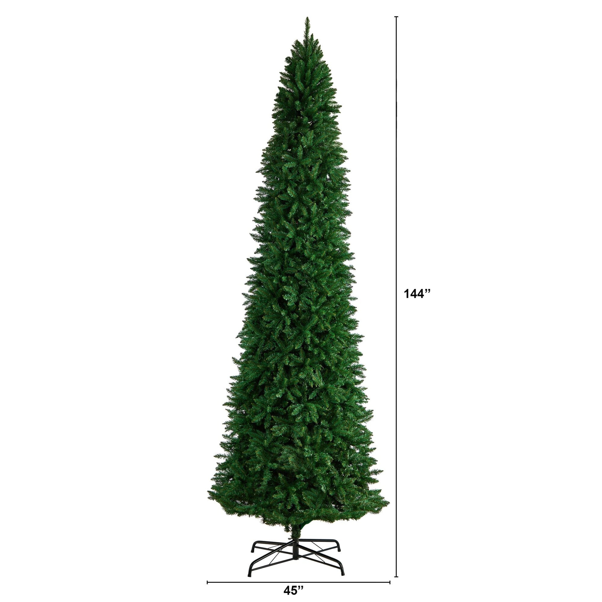 12’ Slim Green Mountain Pine Artificial Christmas Tree with 3235 Bendable Branches - Tampa Home & Garden Store