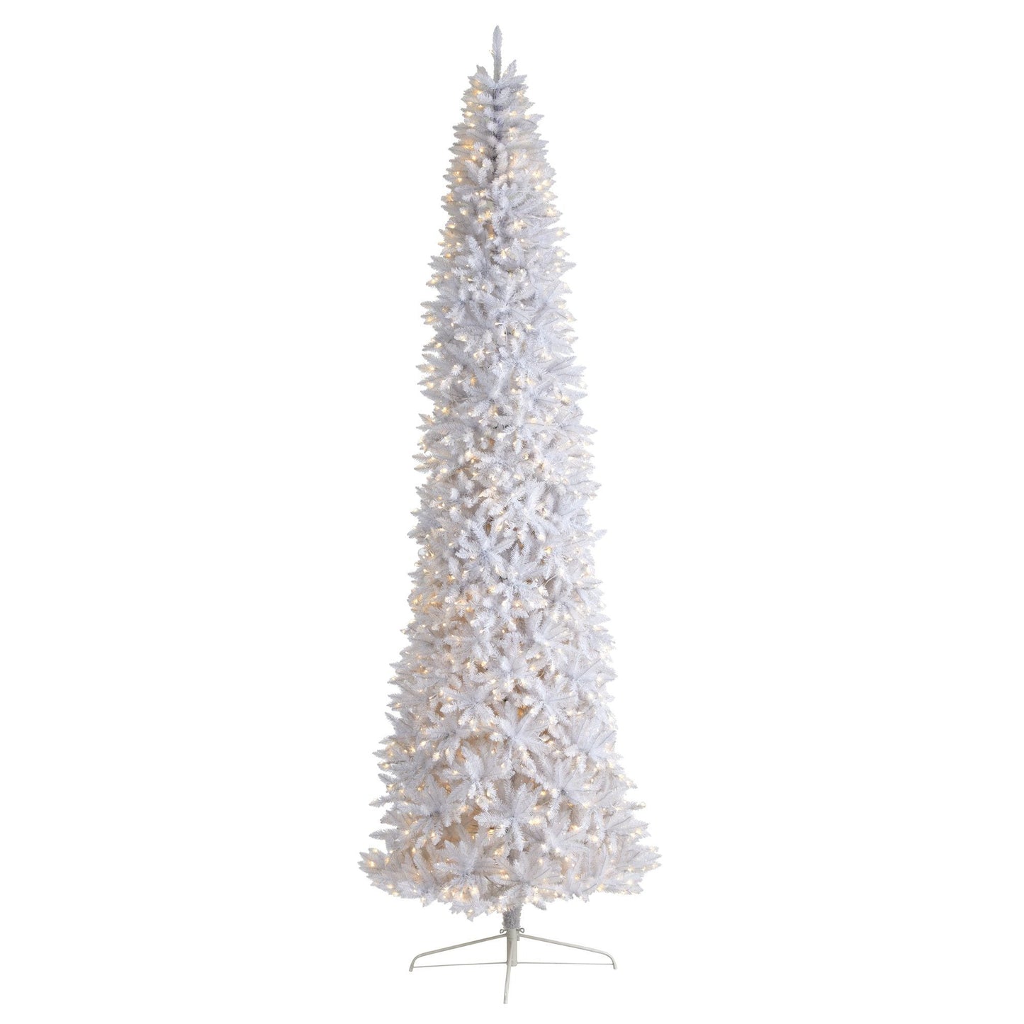 12’ Slim White Artificial Christmas Tree with 1100 Warm White LED Lights and 3235 Bendable Branches - Tampa Home & Garden Store