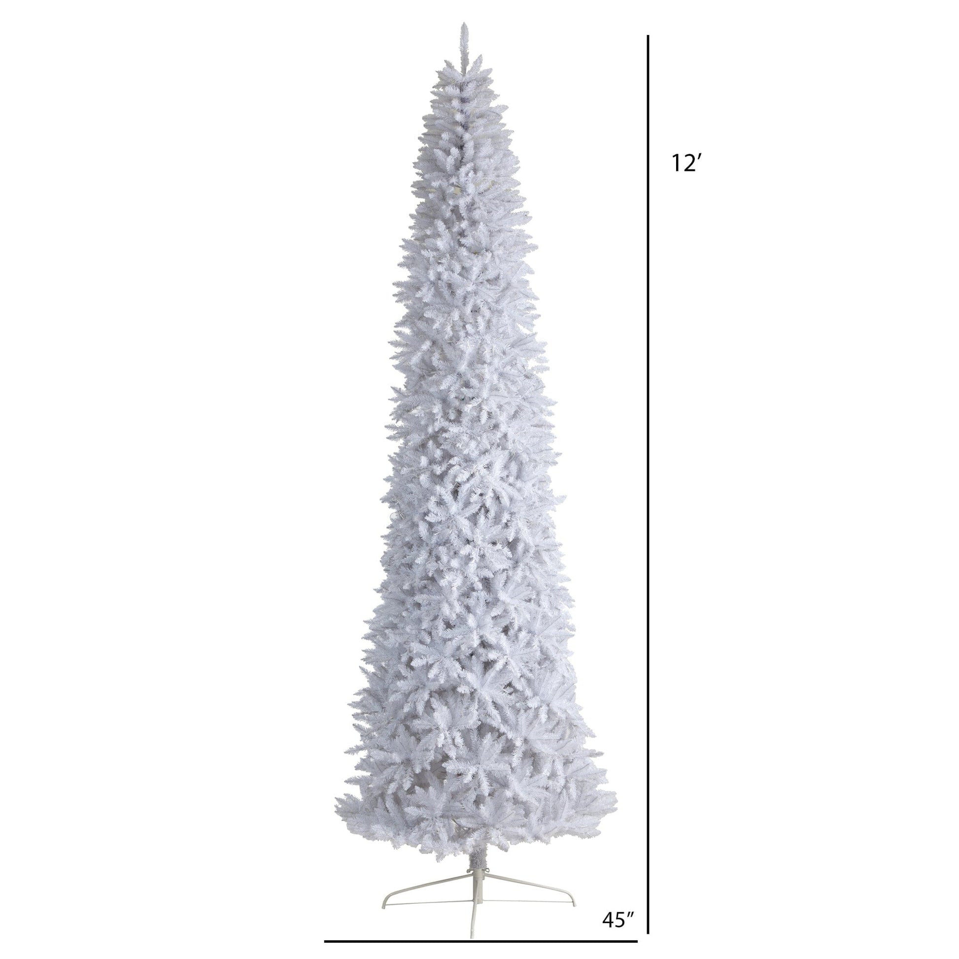 12’ Slim White Artificial Christmas Tree with 3235 Bendable Branches - Tampa Home & Garden Store