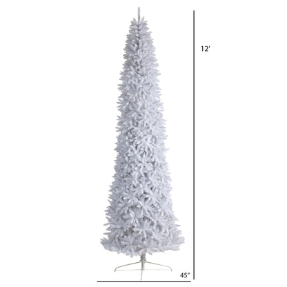 12’ Slim White Artificial Christmas Tree with 3235 Bendable Branches - Tampa Home & Garden Store