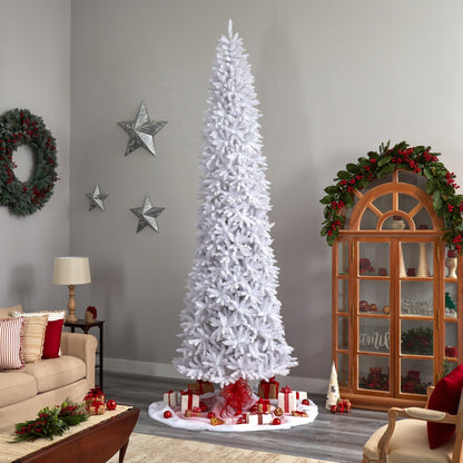 12’ Slim White Artificial Christmas Tree with 3235 Bendable Branches - Tampa Home & Garden Store