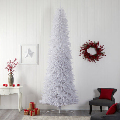 12’ Slim White Artificial Christmas Tree with 3235 Bendable Branches - Tampa Home & Garden Store