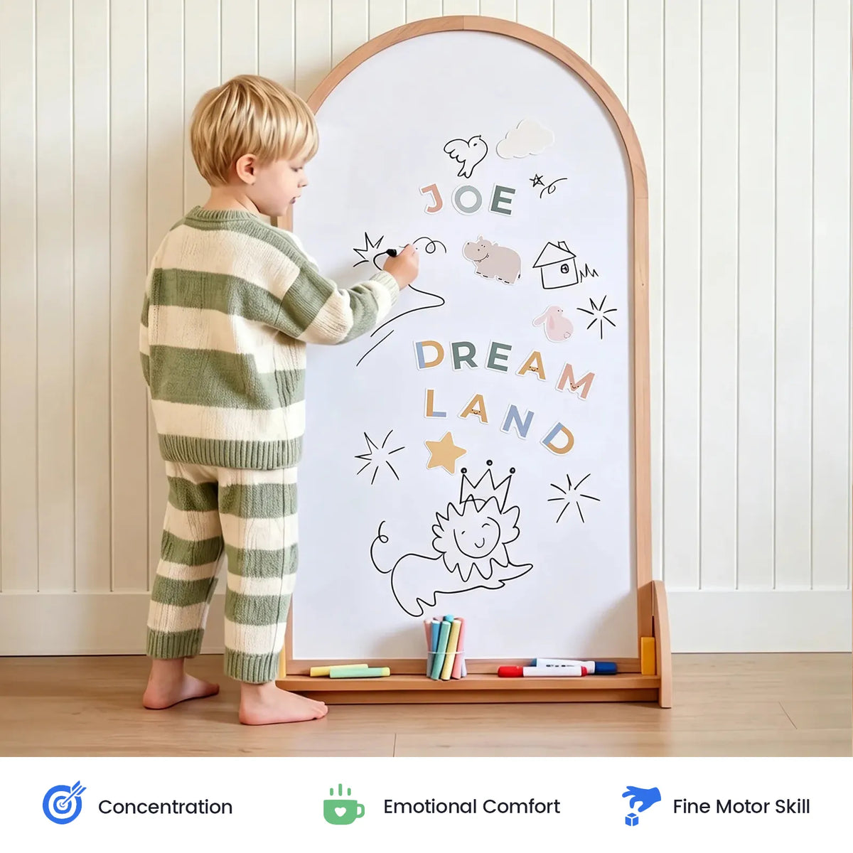Tiny Land Double-Sided Arched Magnet Chalkboard Easel with wooden frame for kids on Tampa Home & Garden Store