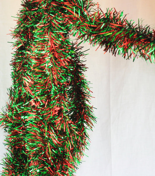 12 foot 5 Ply Deluxe Tinsel Garland - Red/Green - Tampa Home & Garden Store